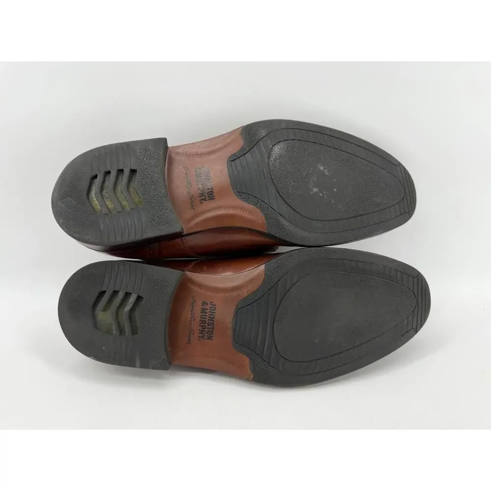 Johnston & Murphy Signature Men's Brown Leather Cap Toe Lace Up Dress Shoes 11 M